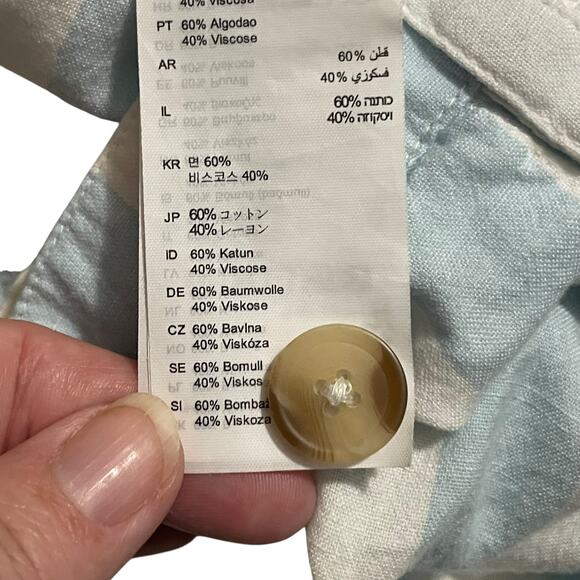 Billabong Womens Shorts Size 26 Striped Blue White Exposed Button Fly High Rise - Picture 5 of 10